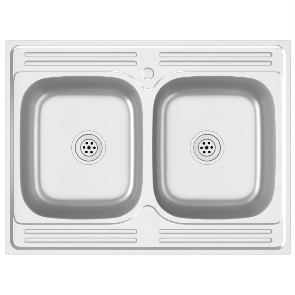 kitchen-sink-with-double-basins-silver-31-5-x23-6-x6-1-stainless-steel At Willow and Wine USA!