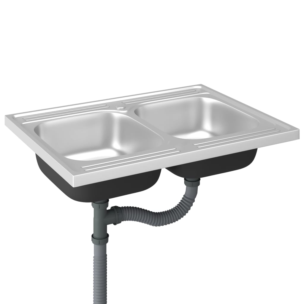 kitchen-sink-with-double-basins-silver-31-5-x23-6-x6-1-stainless-steel At Willow and Wine USA!