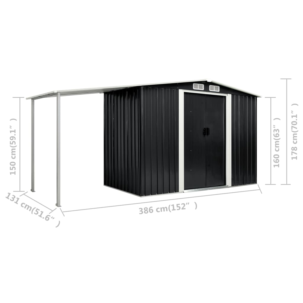 garden-shed-with-sliding-doors-anthracite-152-x51-6-x70-1-steel-926668 At Willow and Wine USA!