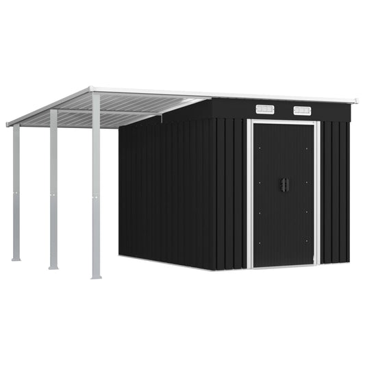 garden-shed-with-extended-roof-anthracite-136-2-x92-9-x71-3-steel At Willow and Wine USA!