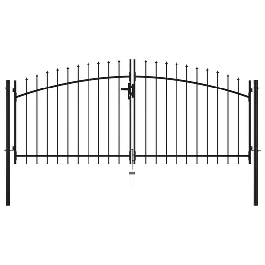 Double Door Fence Gate with Spear Top 118.1"x59.1"