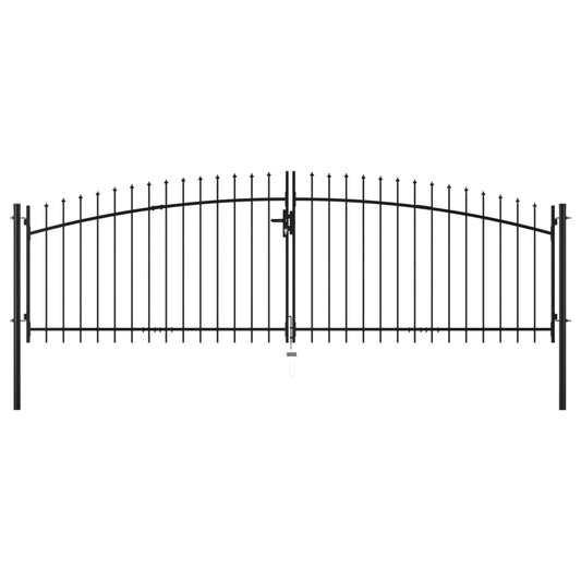 Double Door Fence Gate with Spear Top 157.5"x59.1"