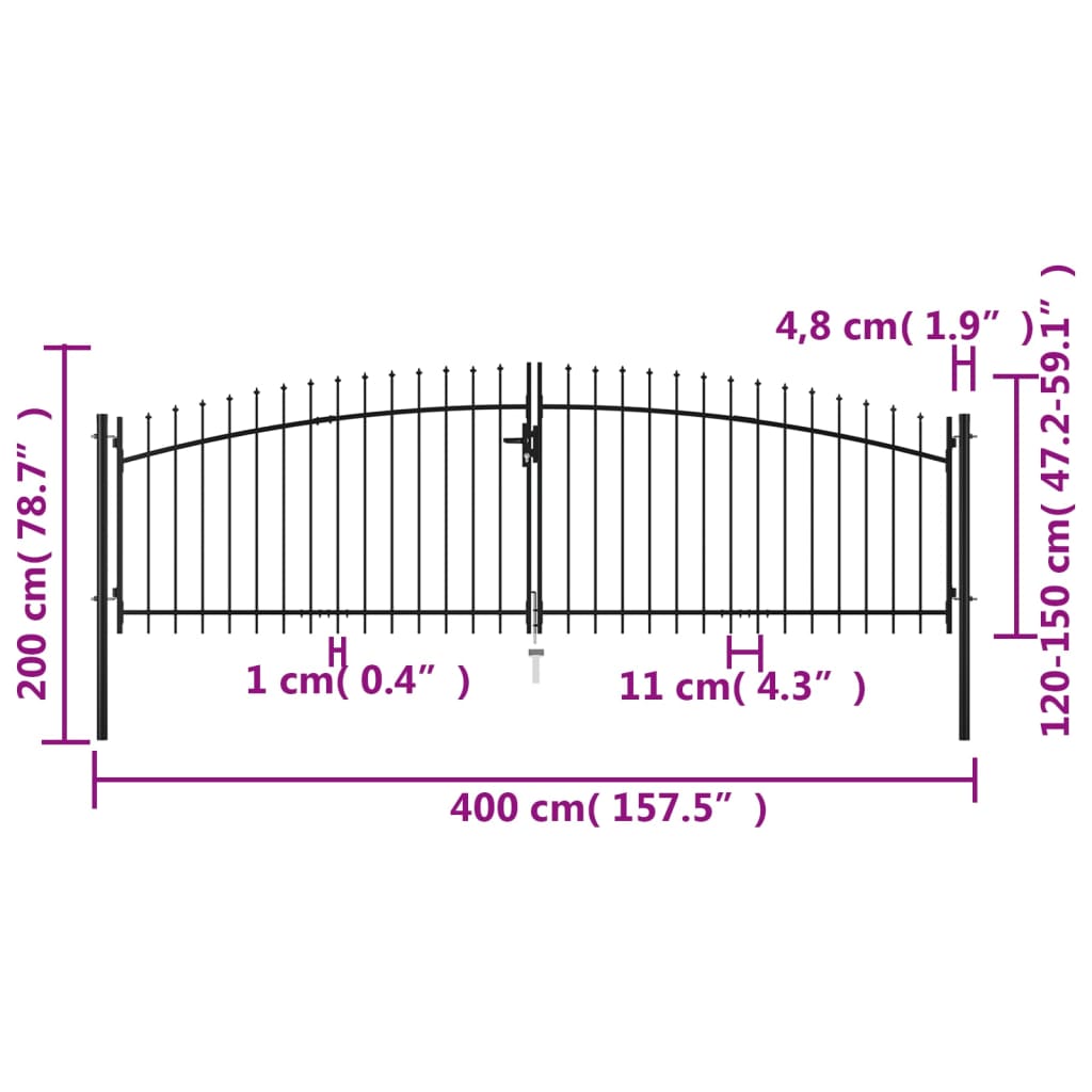 double-door-fence-gate-with-spear-top-157-5-x78-7 At Willow and Wine USA!