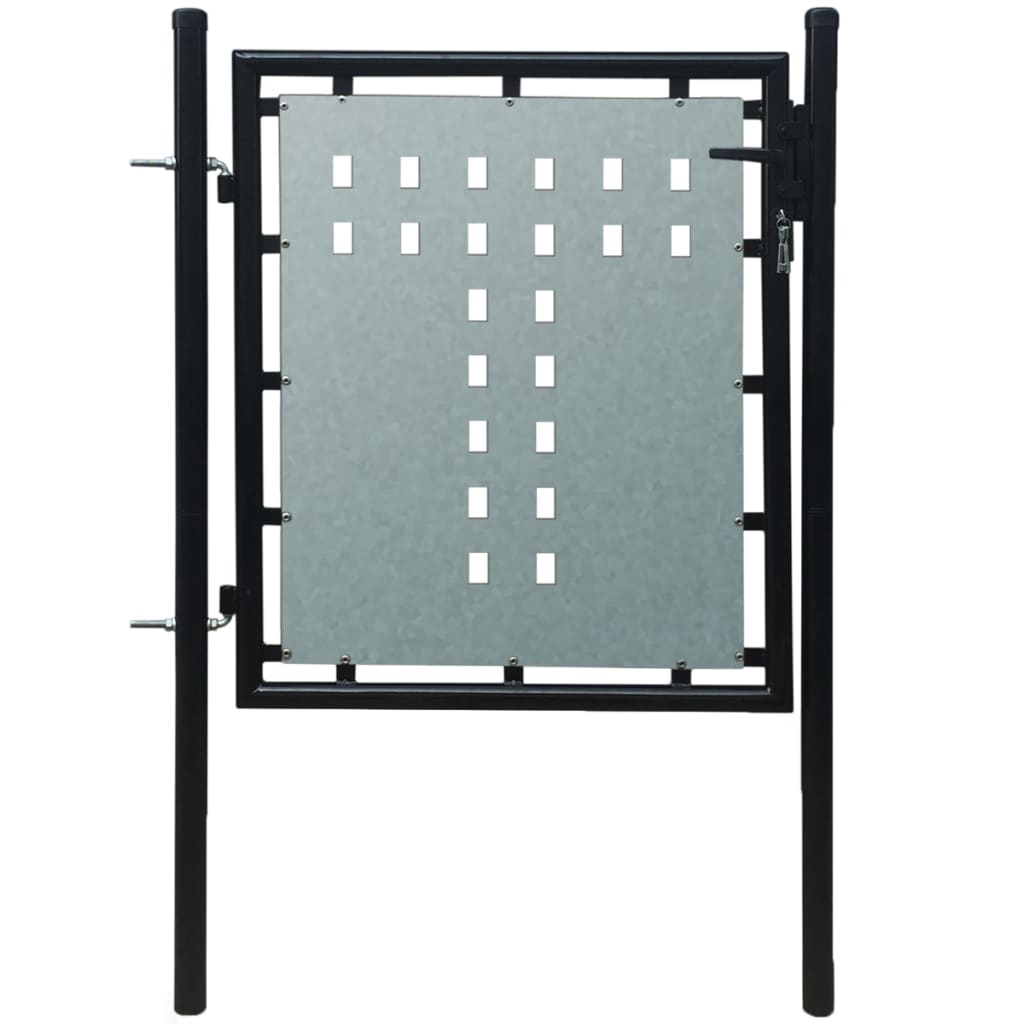 single-door-fence-gate-galvanized-steel-3-28ftx2-46ft-black At Willow and Wine USA!