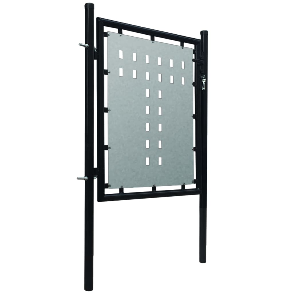 single-door-fence-gate-galvanized-steel-3-28ftx2-46ft-black At Willow and Wine USA!