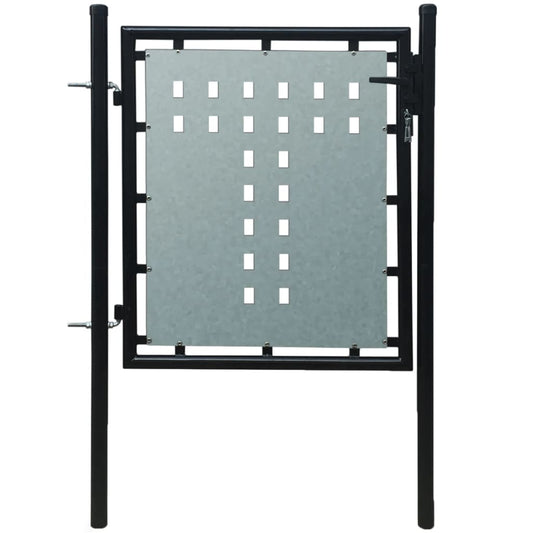 single-door-fence-gate-galvanized-steel-3-3-x3-3-black At Willow and Wine USA!