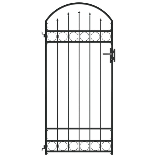 fence-gate-with-arched-top-steel-35-x78-7-black-814347 At Willow and Wine USA!