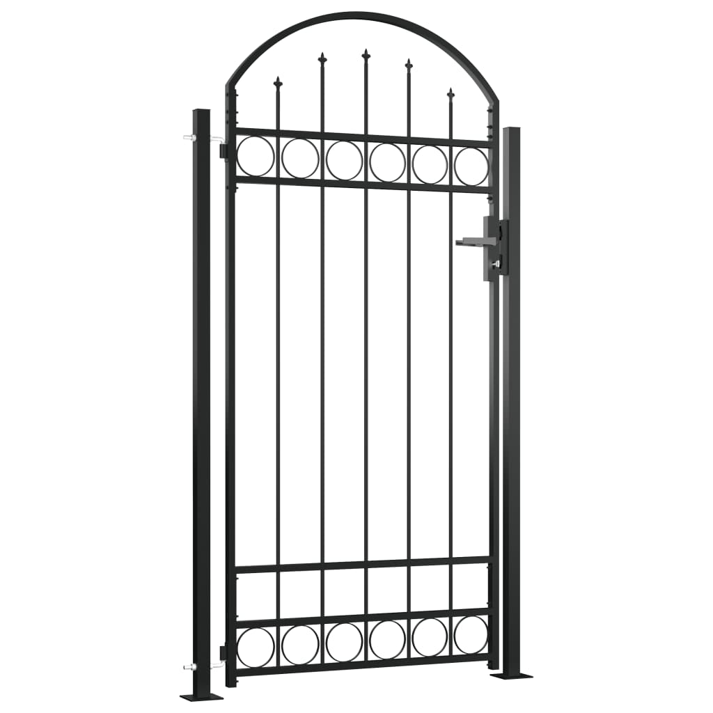 fence-gate-with-arched-top-and-2-posts-41-3-x80-3-black At Willow and Wine USA!