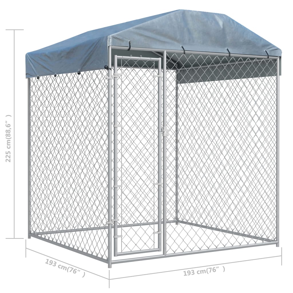 outdoor-dog-kennel-with-canopy-top-78-7-x78-7-x88-6 At Willow and Wine USA!