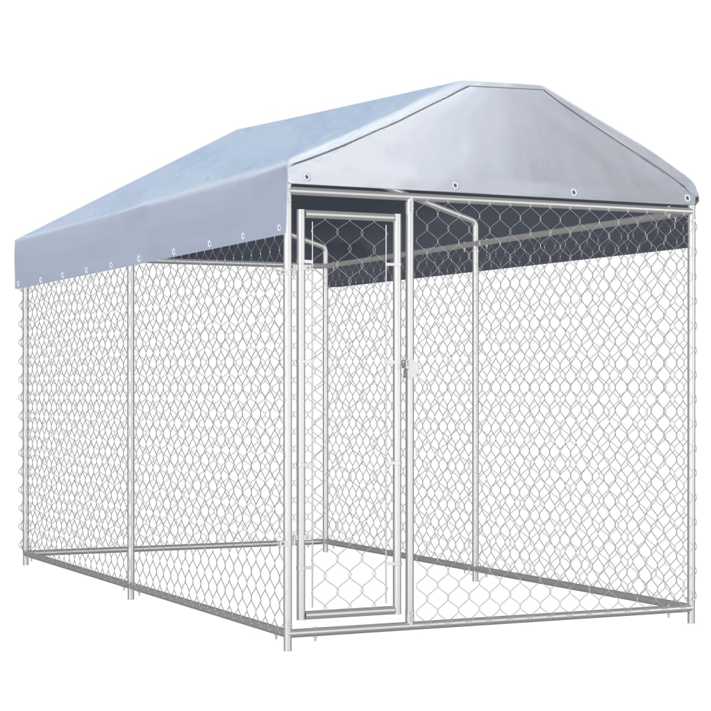 outdoor-dog-kennel-with-canopy-top-78-7-x78-7-x88-6 At Willow and Wine USA!