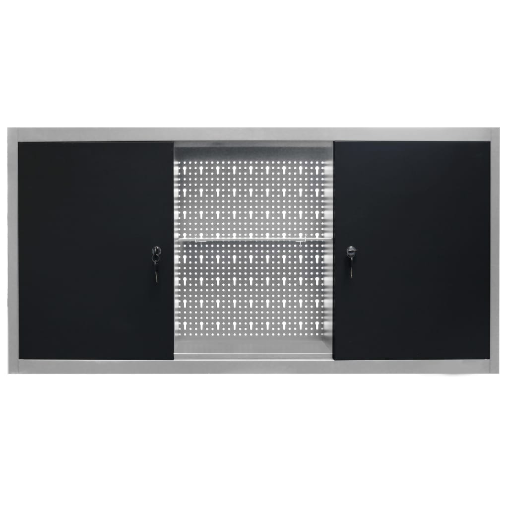 wall-mounted-tool-cabinet-industrial-style-metal-gray-and-black At Willow and Wine USA!