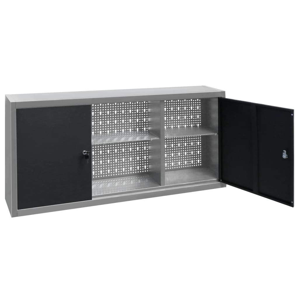 wall-mounted-tool-cabinet-industrial-style-metal-gray-and-black At Willow and Wine USA!