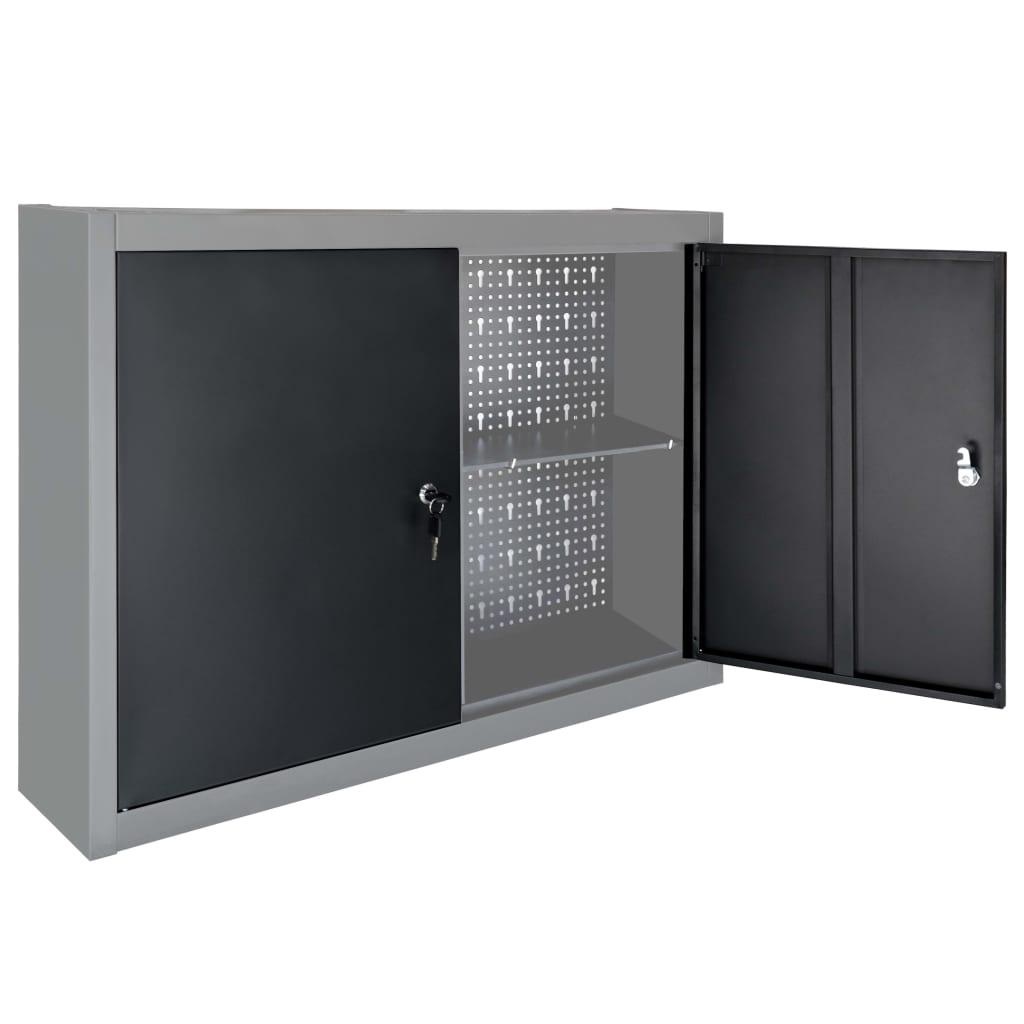 wall-mounted-tool-cabinet-industrial-style-metal-gray-and-black-1 At Willow and Wine USA!