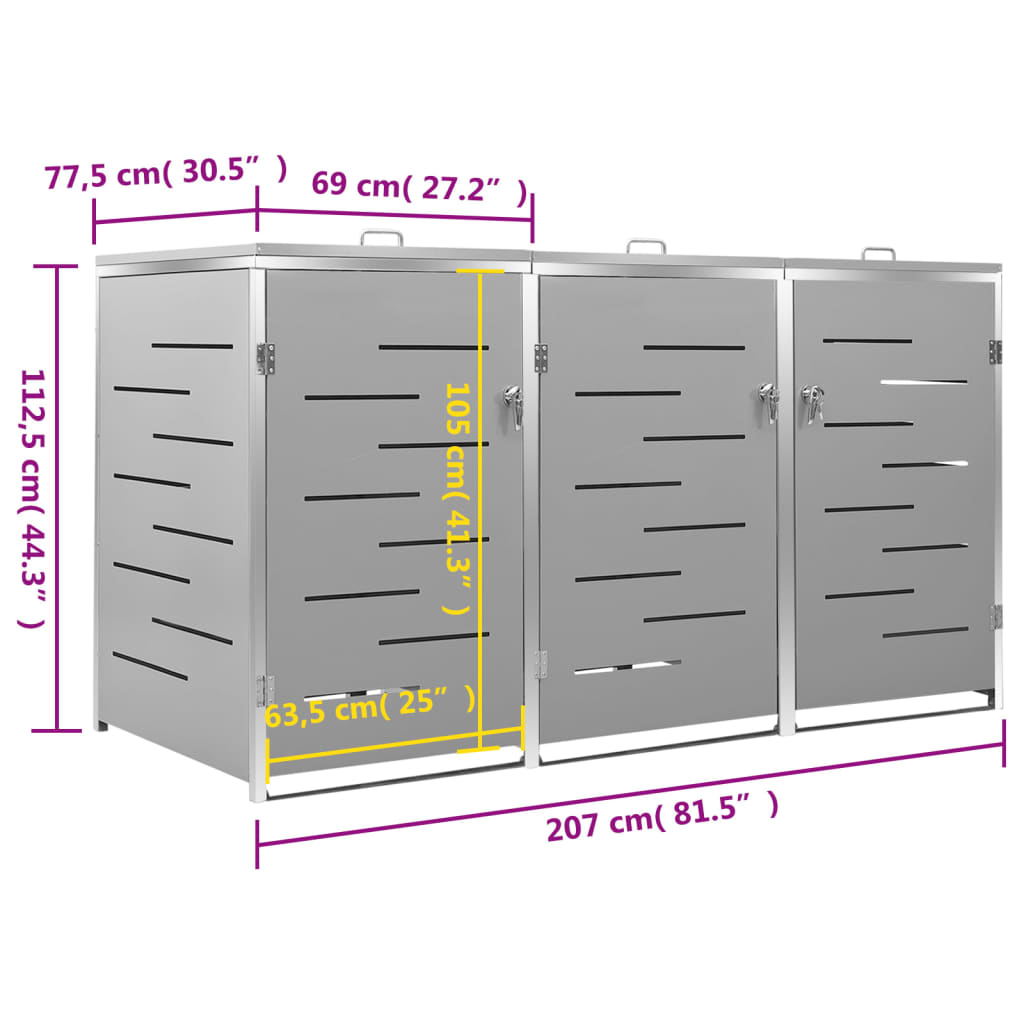 triple-wheelie-bin-shed-81-5-x30-5-x44-3-stainless-steel-814551 At Willow and Wine USA!