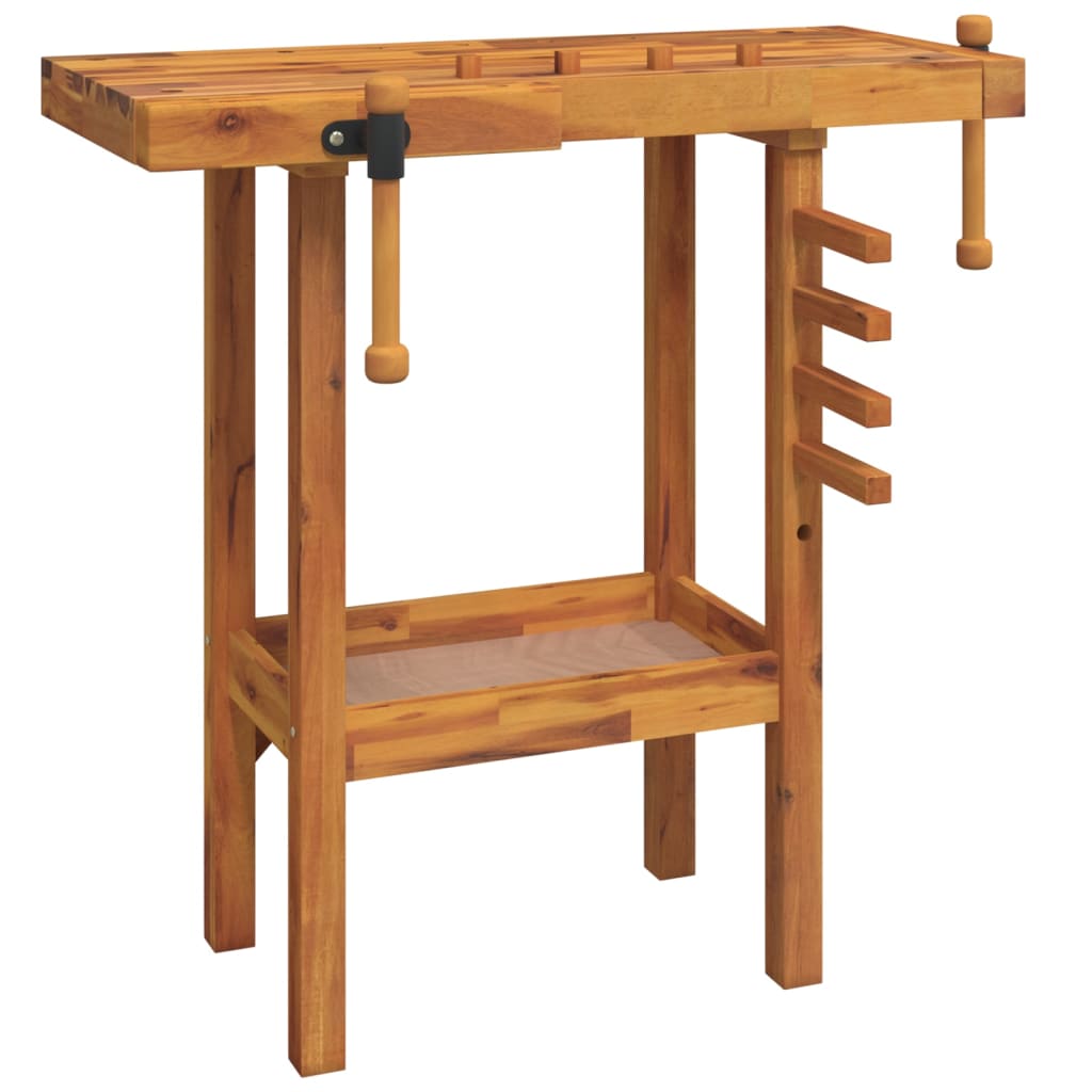 workbench-with-vices-36-2-x18-9-x32-7-solid-wood-acacia At Willow and Wine USA!