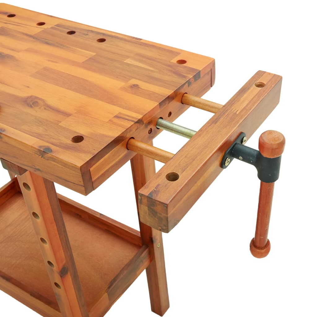 workbench-with-vices-36-2-x18-9-x32-7-solid-wood-acacia At Willow and Wine USA!