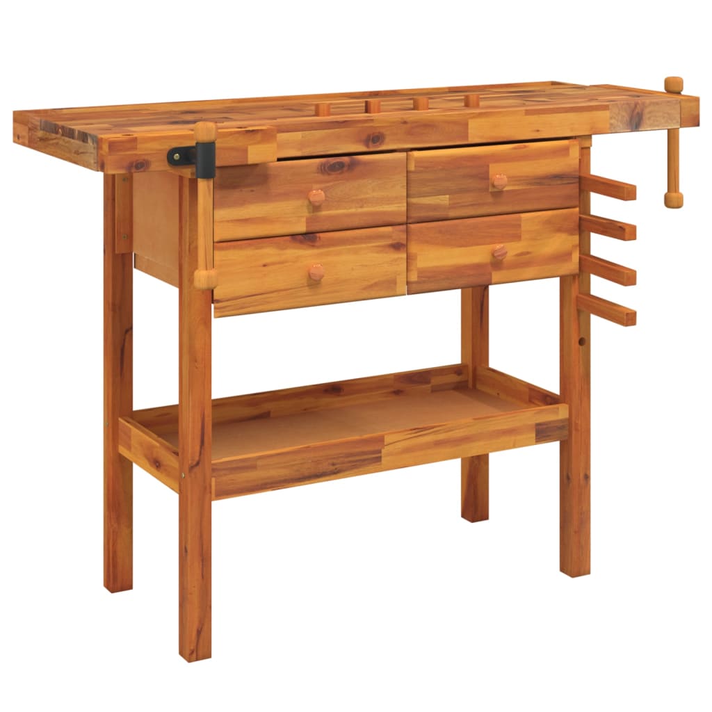 workbench-with-drawers-and-vices-48-8-x20-5-x32-7-solid-wood-acacia At Willow and Wine USA!