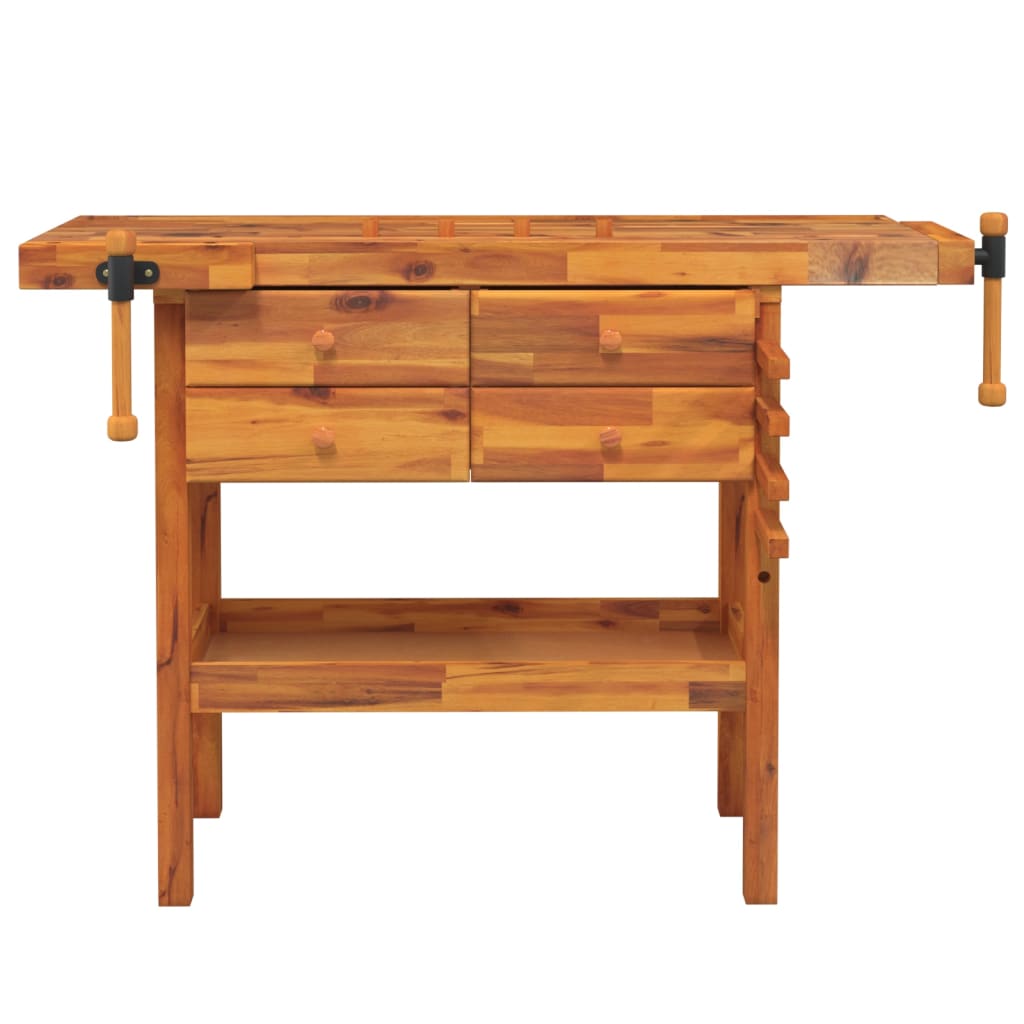 workbench-with-drawers-and-vices-48-8-x20-5-x32-7-solid-wood-acacia At Willow and Wine USA!