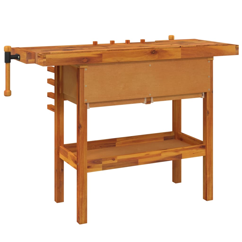 workbench-with-drawers-and-vices-48-8-x20-5-x32-7-solid-wood-acacia At Willow and Wine USA!