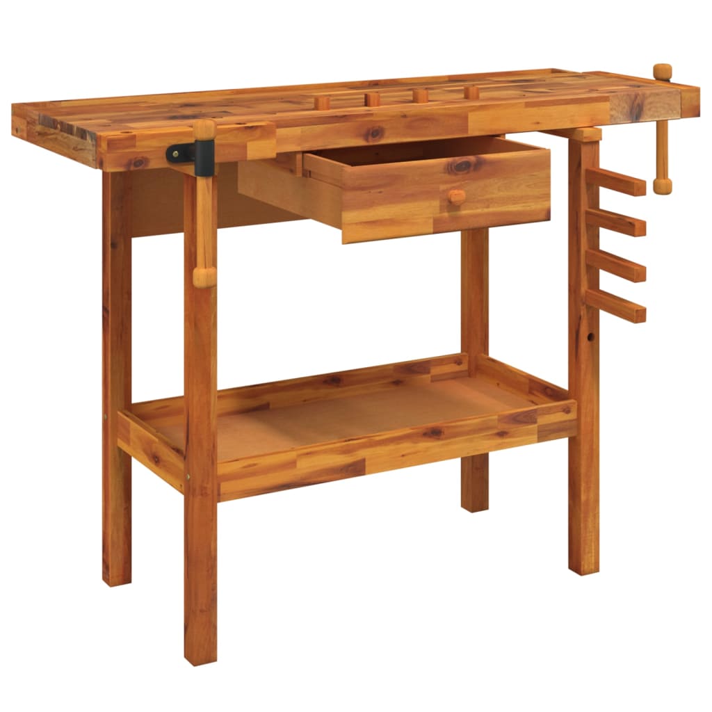 workbench-with-drawer-and-vices-48-8-x20-5-x32-7-solid-wood-acacia-1 At Willow and Wine USA!