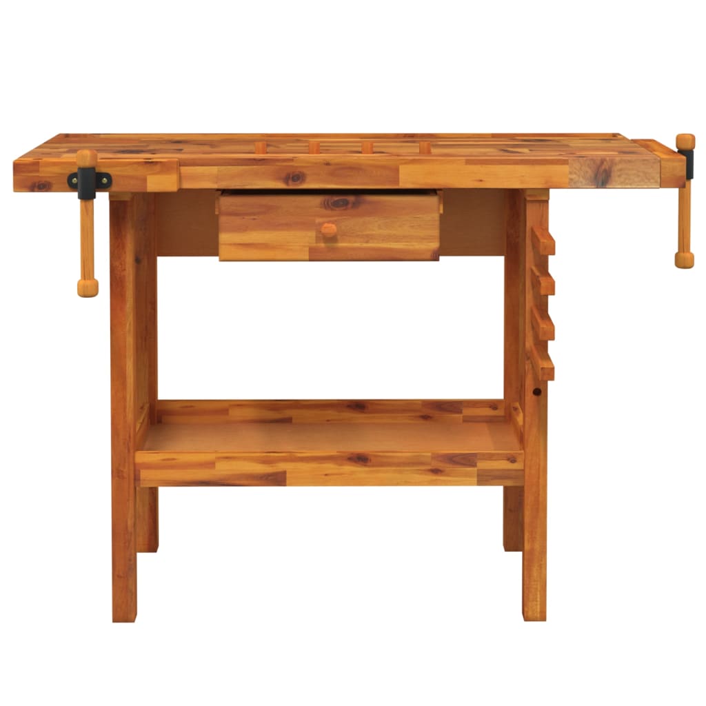 workbench-with-drawer-and-vices-48-8-x20-5-x32-7-solid-wood-acacia-1 At Willow and Wine USA!