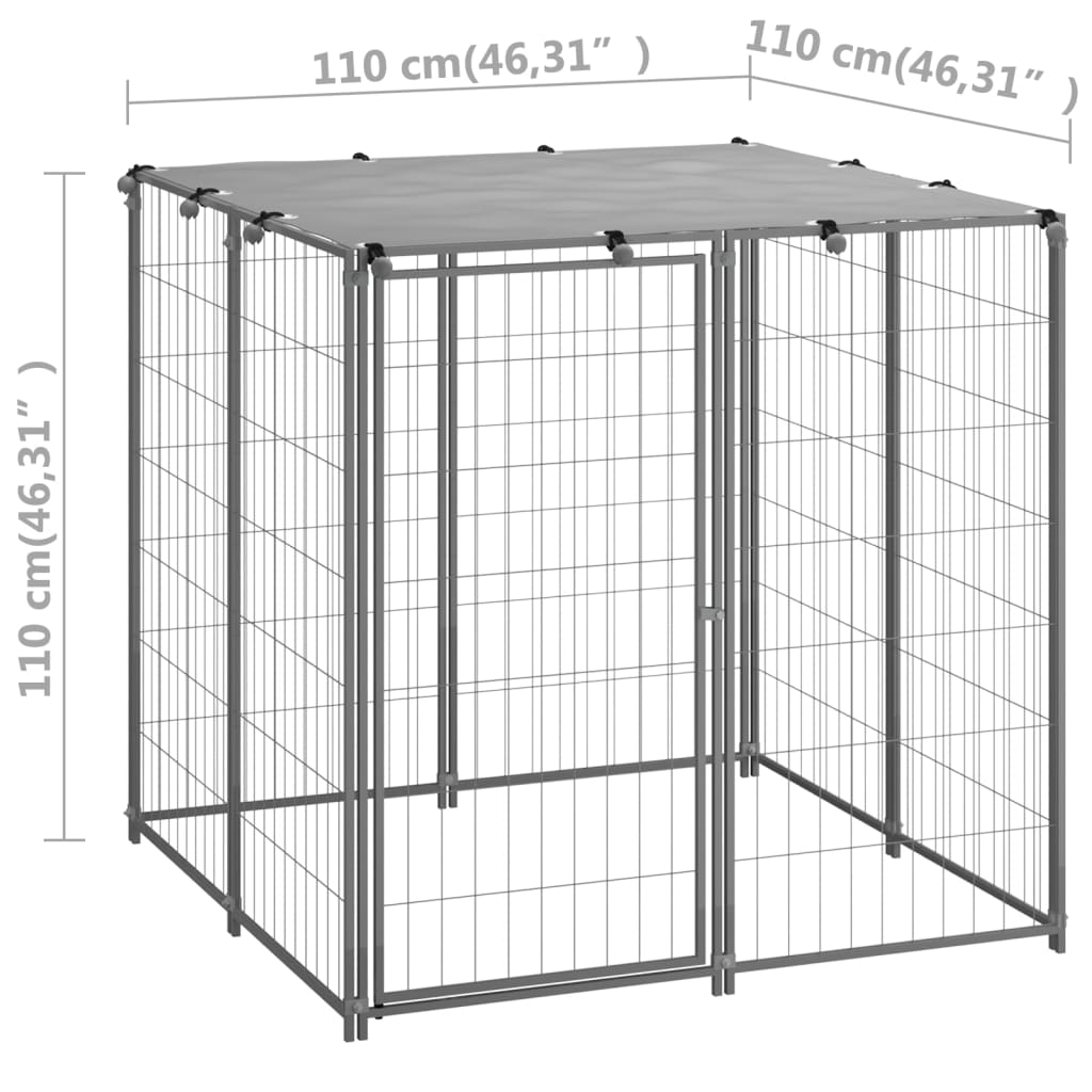 dog-kennel-silver-43-3-x43-3-x43-3-steel At Willow and Wine USA!