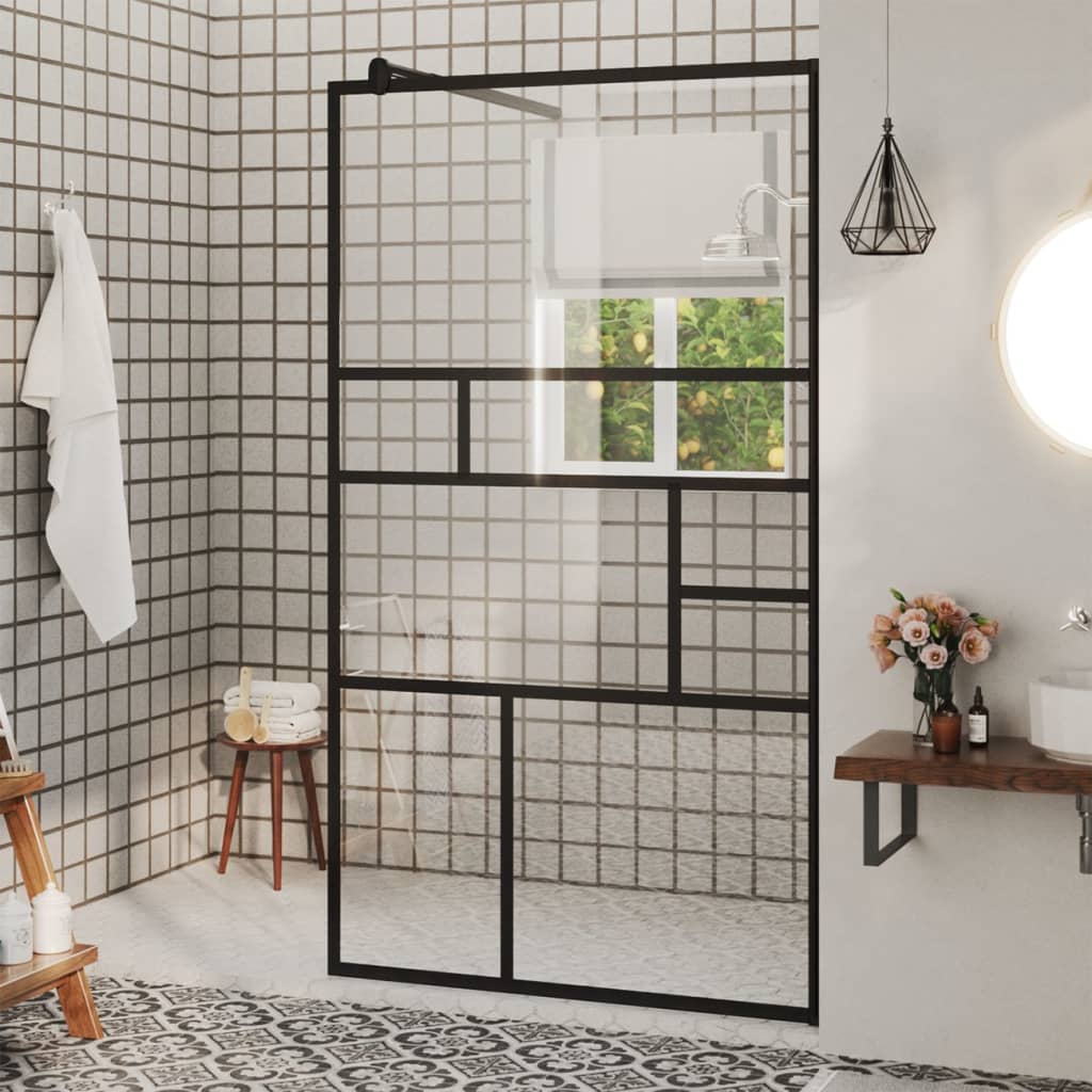 walk-in-shower-wall-with-clear-esg-glass-35-4-x76-8-black At Willow and Wine USA!