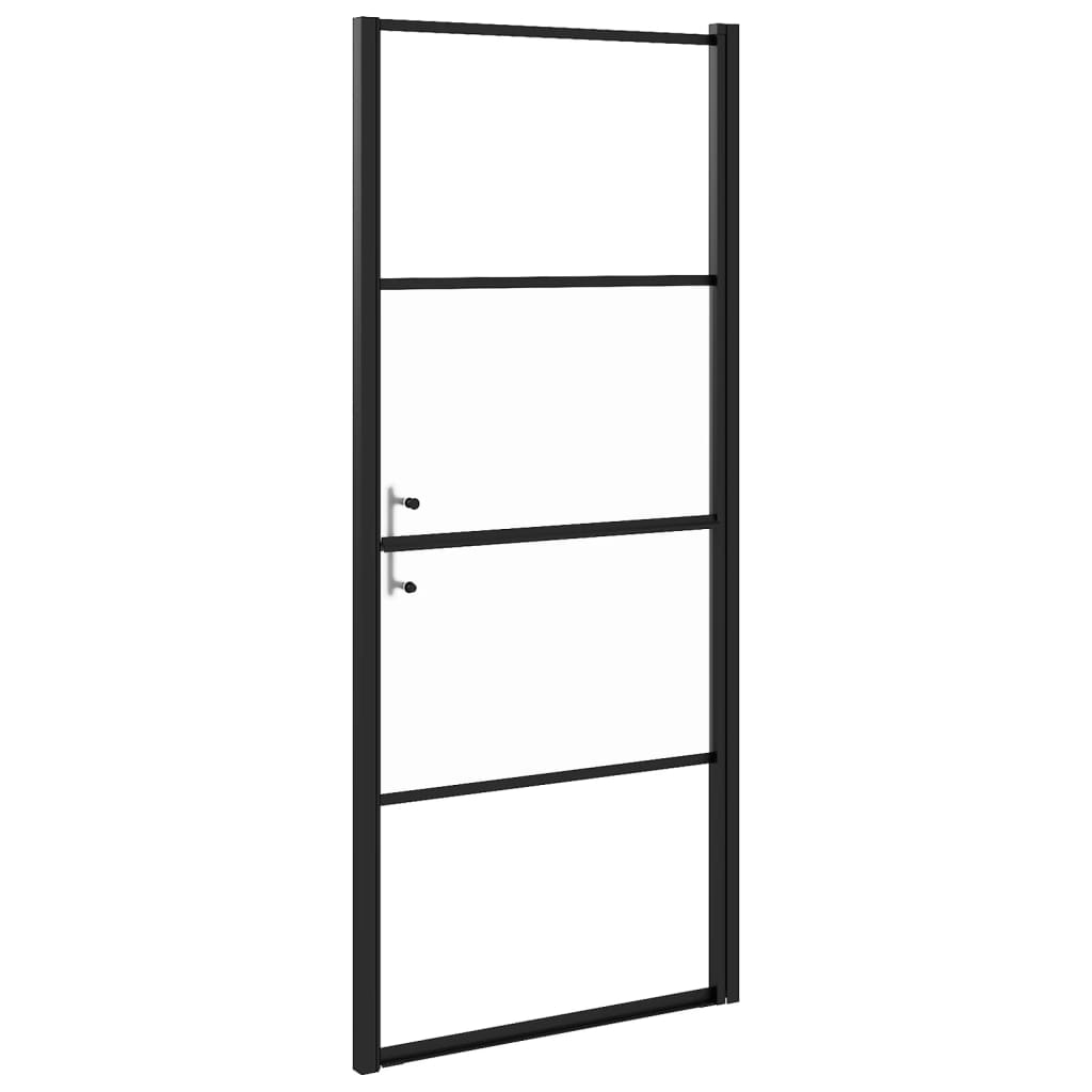 shower-door-35-8-x76-8-half-frosted-tempered-glass-black At Willow and Wine USA!