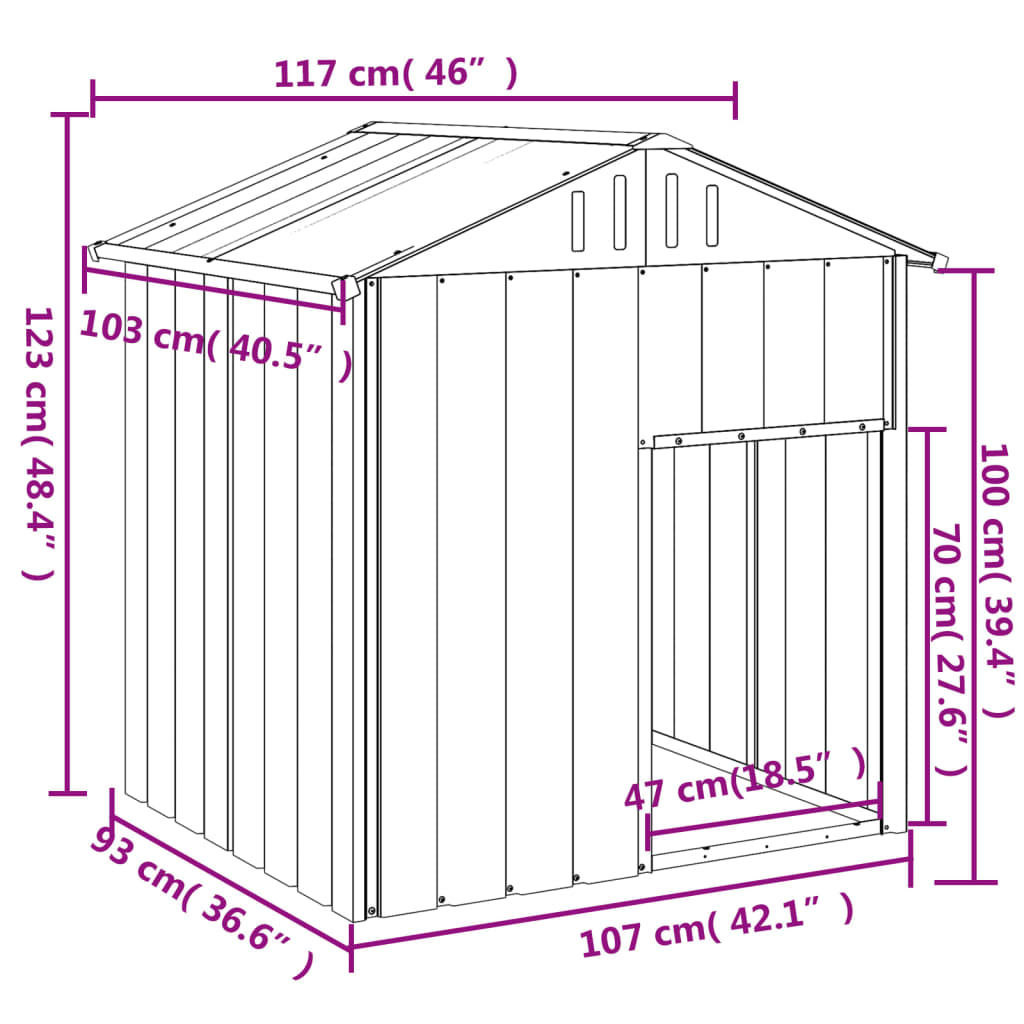 dog-house-with-roof-light-gray-46-1-x40-6-x48-4-galvanized-steel At Willow and Wine USA!