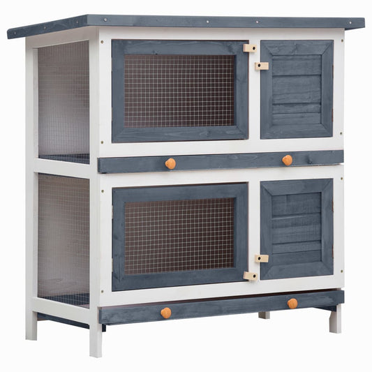 outdoor-rabbit-hutch-4-doors-gray-wood At Willow and Wine USA!