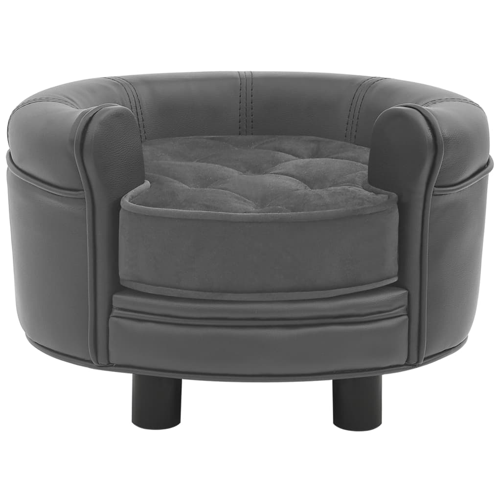 dog-sofa-gray-18-9-x18-9-x12-6-plush-and-faux-leather At Willow and Wine USA!