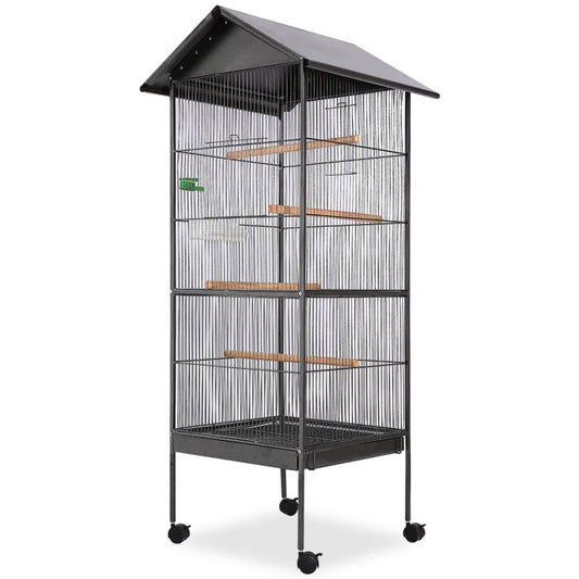 bird-cage-with-roof-black-26-x26-x61-steel At Willow and Wine USA!