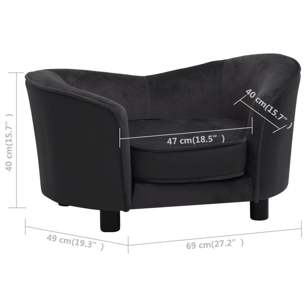 dog-sofa-black-27-2-x19-3-x15-7-plush-and-faux-leather At Willow and Wine USA!