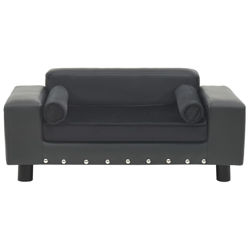 dog-sofa-dark-gray-31-9-x16-9-x12-2-plush-and-faux-leather At Willow and Wine USA!