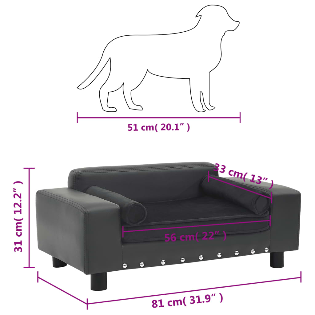 dog-sofa-dark-gray-31-9-x16-9-x12-2-plush-and-faux-leather At Willow and Wine USA!