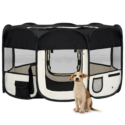 foldable-dog-playpen-with-carrying-bag-black-57-1-x57-1-x24 At Willow and Wine USA!