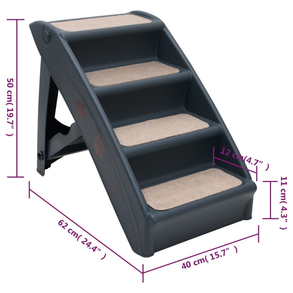 folding-4-step-dog-stairs-dark-gray At Willow and Wine USA!