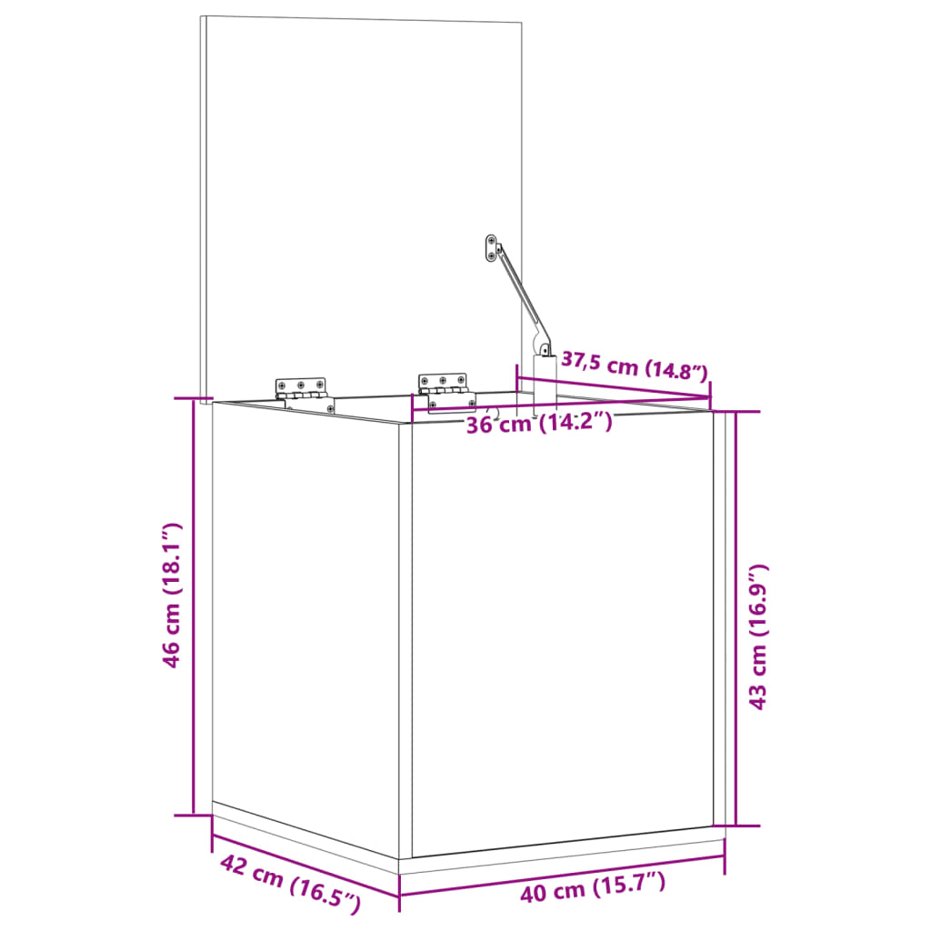 vidaXL Storage Box Concrete Grey 40x42x46 cm Engineered Wood