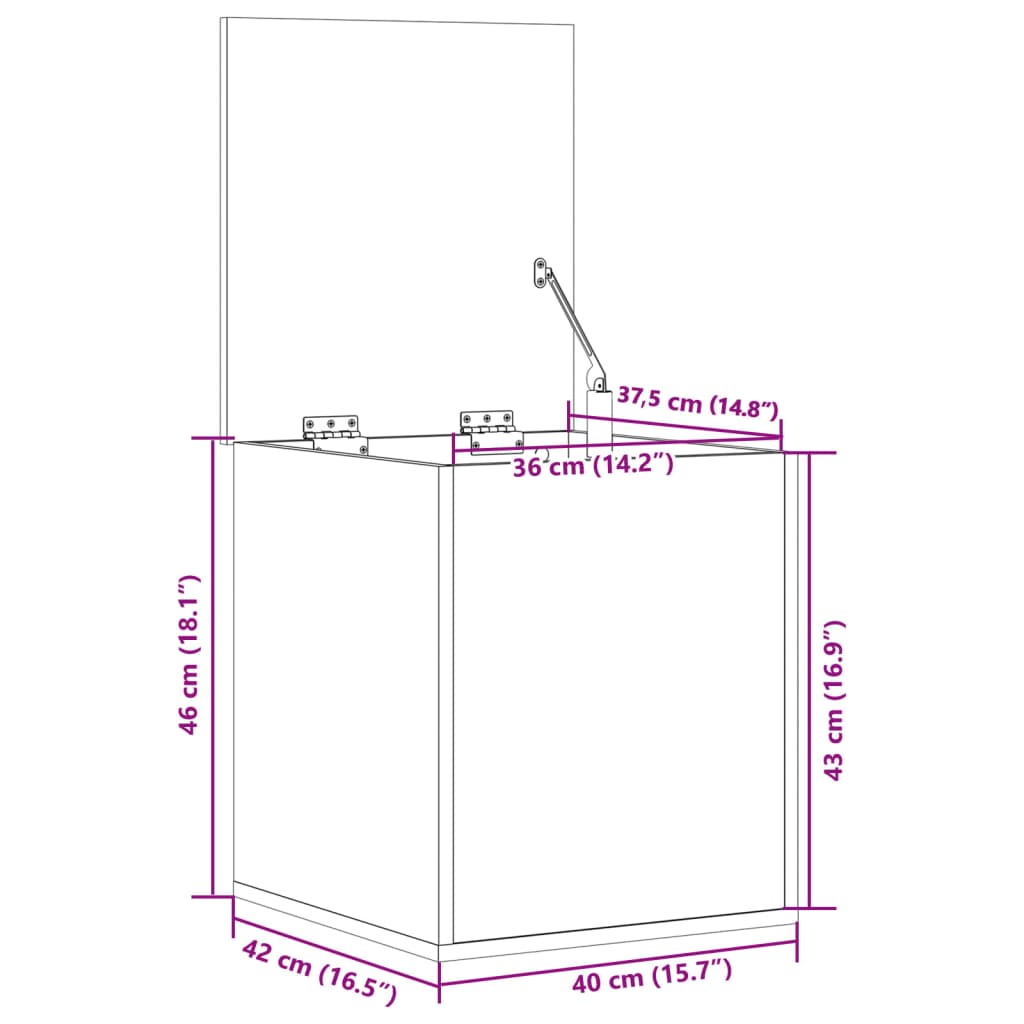 vidaXL Storage Box White 40x42x46 cm Engineered Wood