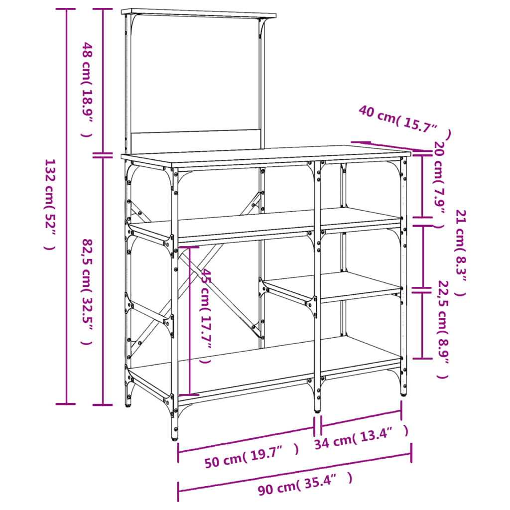 baker-s-rack-grey-sonoma-90x40x132-cm-engineered-wood-and-metal-918829 At Willow and Wine!