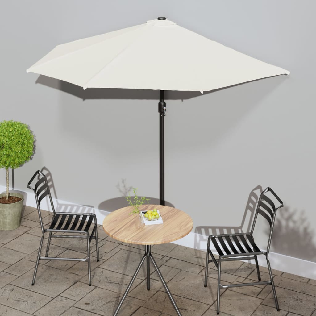 Balcony Parasol with Aluminum Pole Sand 118.1"x61" Half