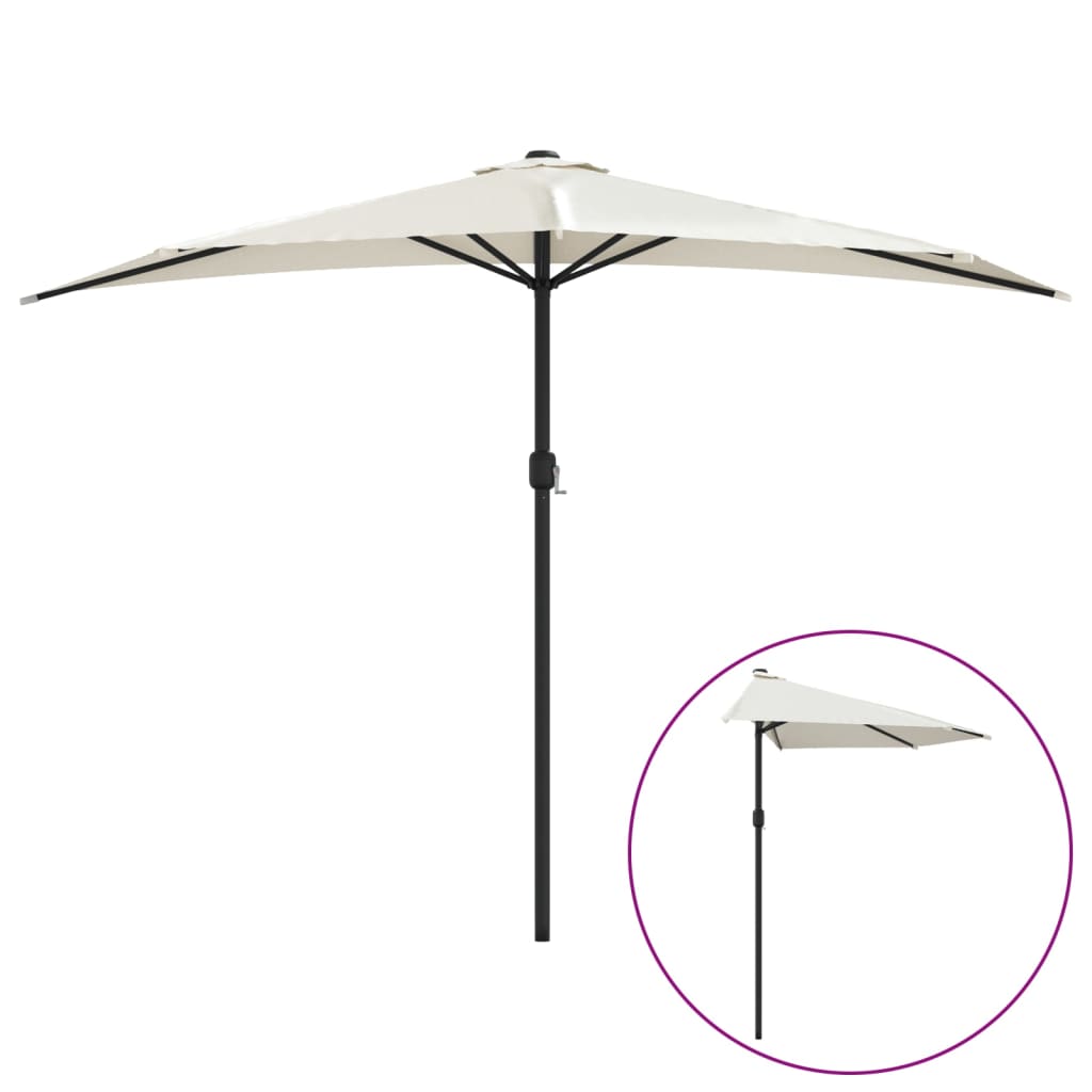 Balcony Parasol with Aluminum Pole Sand 118.1"x61" Half