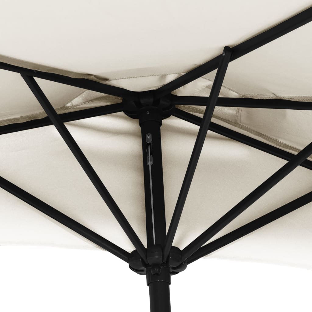 Balcony Parasol with Aluminum Pole Sand 118.1"x61" Half