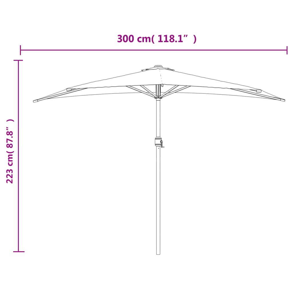 Balcony Parasol with Aluminum Pole Sand 118.1"x61" Half