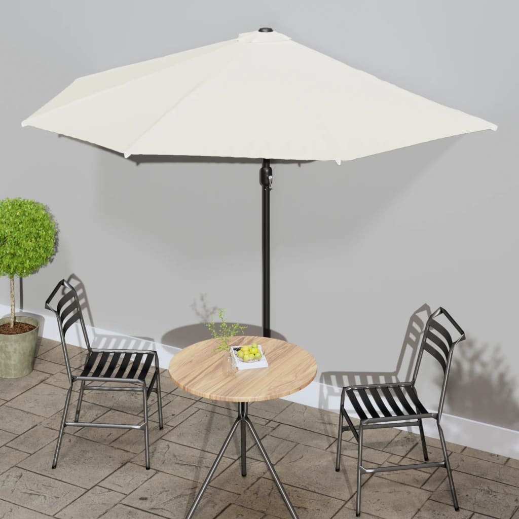 Balcony Parasol with Aluminum Pole Sand 118.1"x61" Half