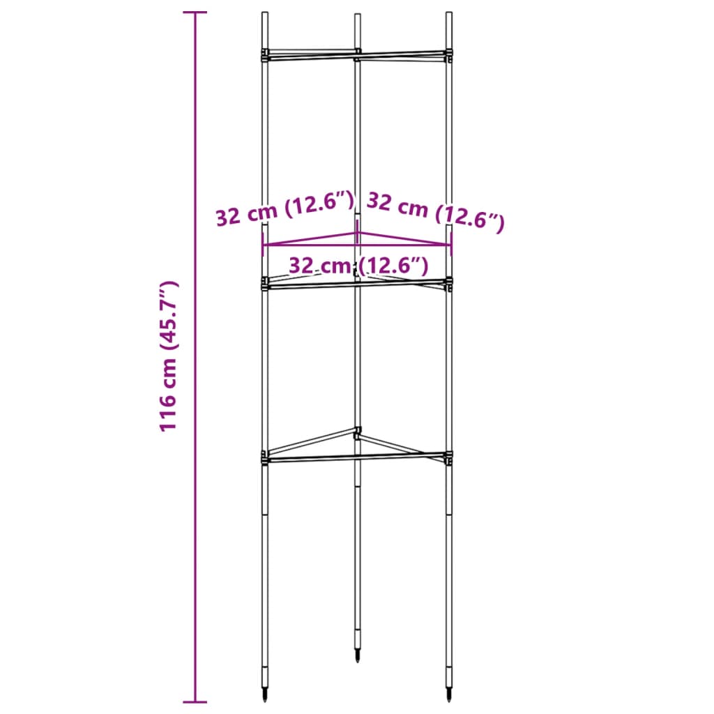 vidaXL Tomato Cage 2 pcs 116 cm Steel and PP