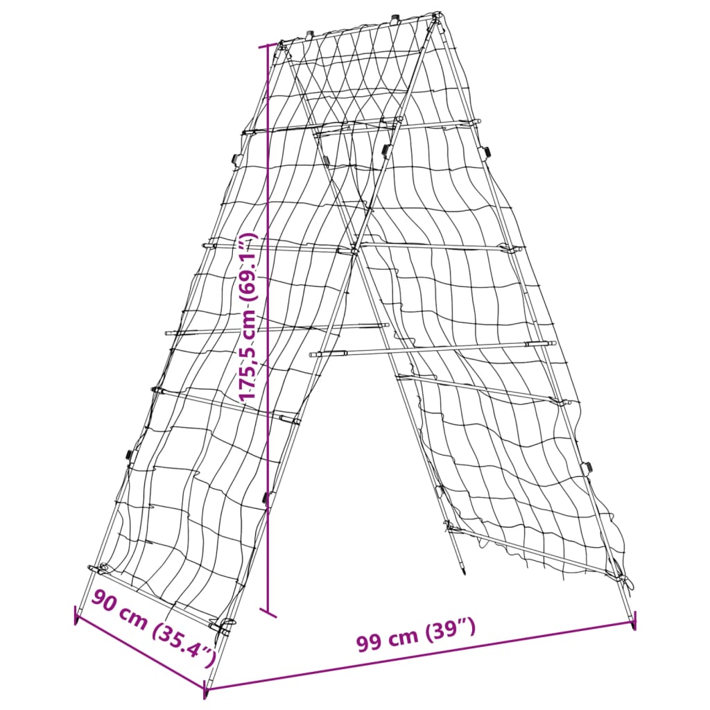 vidaXL Garden Trellis for Climbing Plants A-Frame 99x90x175.5 cm Steel