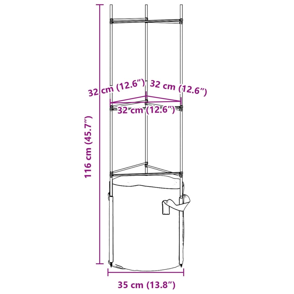 vidaXL Tomato Cage with Plant Bag 2 pcs 116 cm Steel and PP