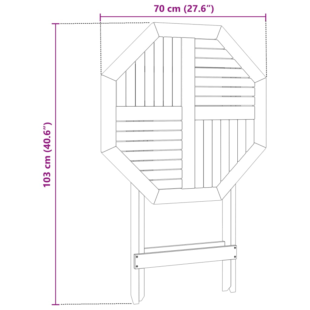 vidaXL Folding Garden Table ��70x75 cm Solid Wood Acacia