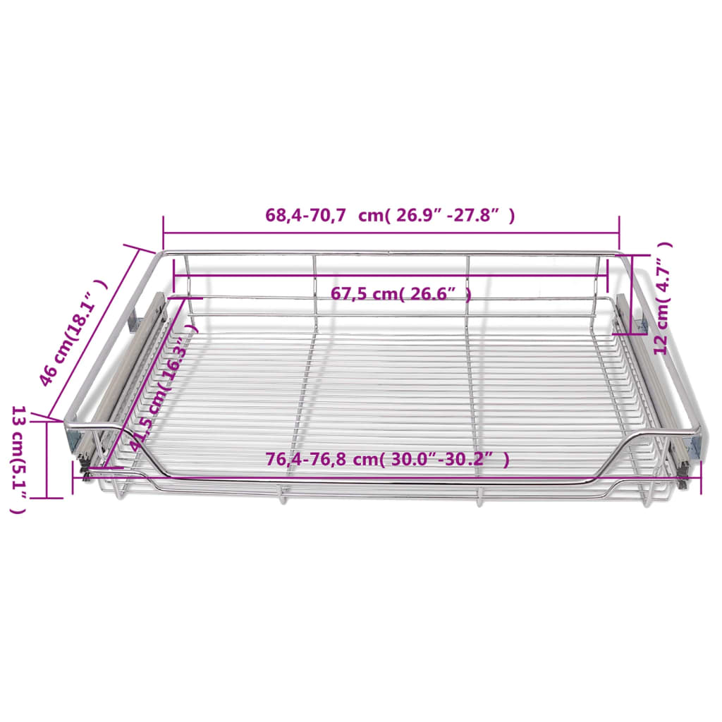 Pull-Out Wire Baskets 2 pcs Silver 800 mm